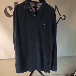 Men's Navy Blue Long Sleeve Polo Shirt